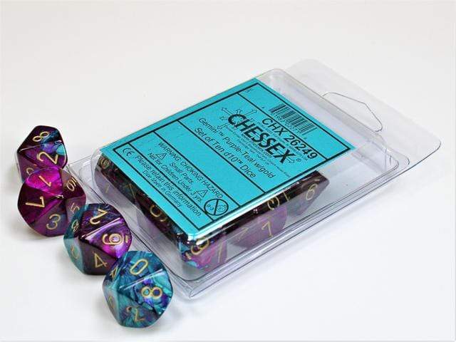 Gemini Purple Teal Gold d10 set - Saltire Games