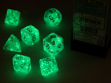 Luminary™ Polyhedral Sky/silver 7-Die Set - Saltire Games