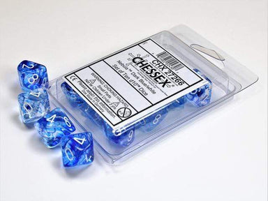 Nebula Dark Blue White d10 set - Saltire Games
