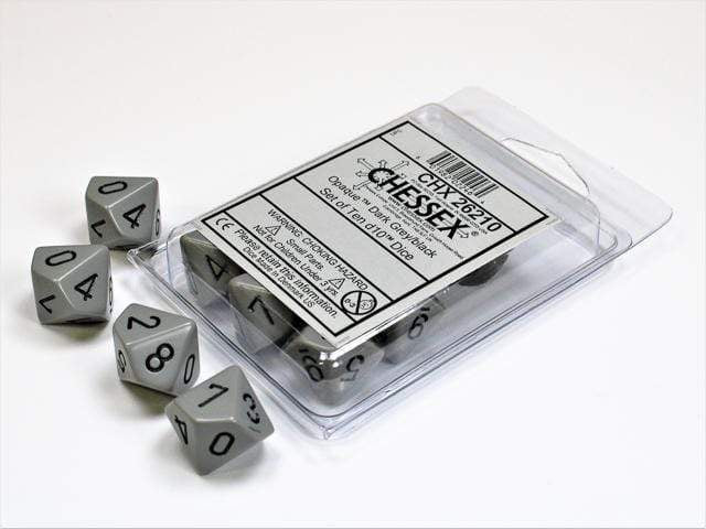 Opaque Dark Grey Black d10 set - Saltire Games