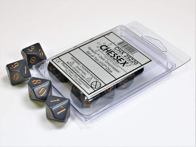 Opaque Dark Grey Copper d10 set - Saltire Games