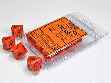 Opaque Orange Black d10 set - Saltire Games