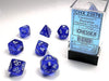 Translucent Polyhedral Blue/white 7-Die Set - Saltire Games