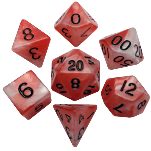 Red/White with Black Numbers 16mm Polyhedral Dice Set - Saltire Games