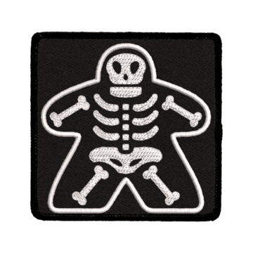 Meeple Skeleton Iron-On Patch - Saltire Games