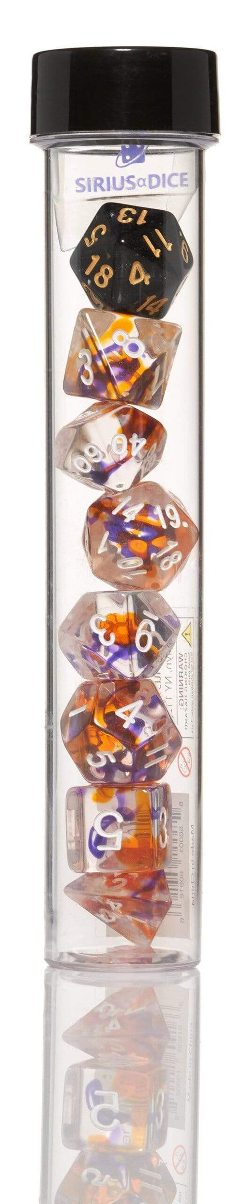 Purple/Orange/Clear 7-die Set - Saltire Games